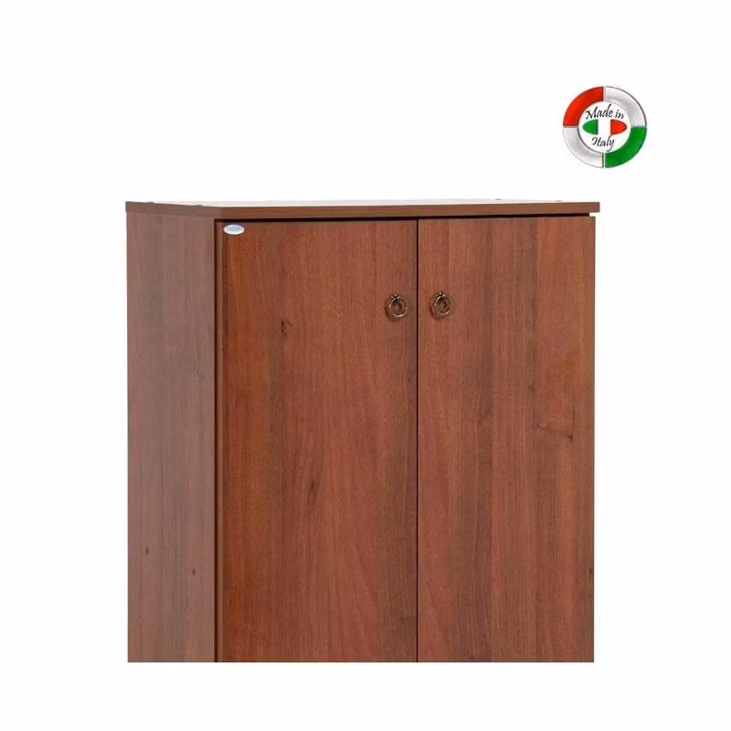 Armadio scarpiera IPERBRIKO in legno color noce con 2 ante e ripiani interni H 130 cm x L 71 cm x P 38 cm – 2