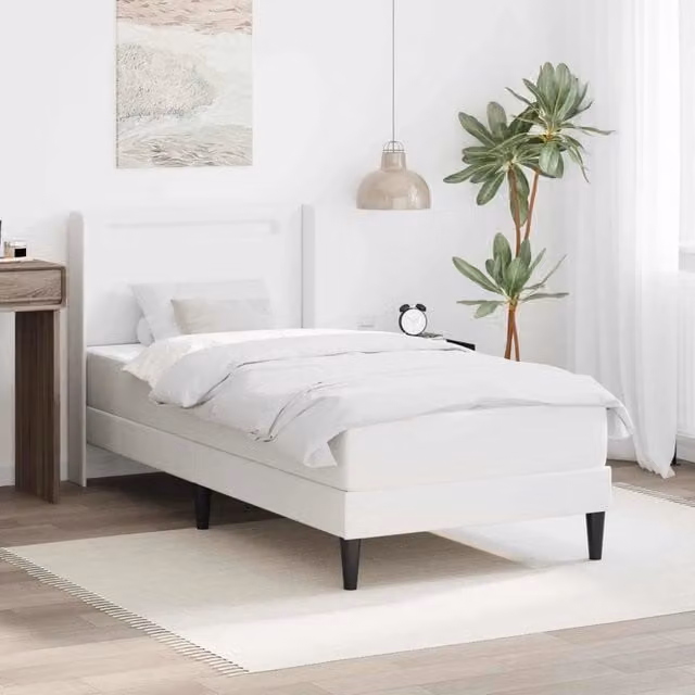 Struttura letto con materasso-Giroletto Bianco 80 x 200 cm Similpelle
