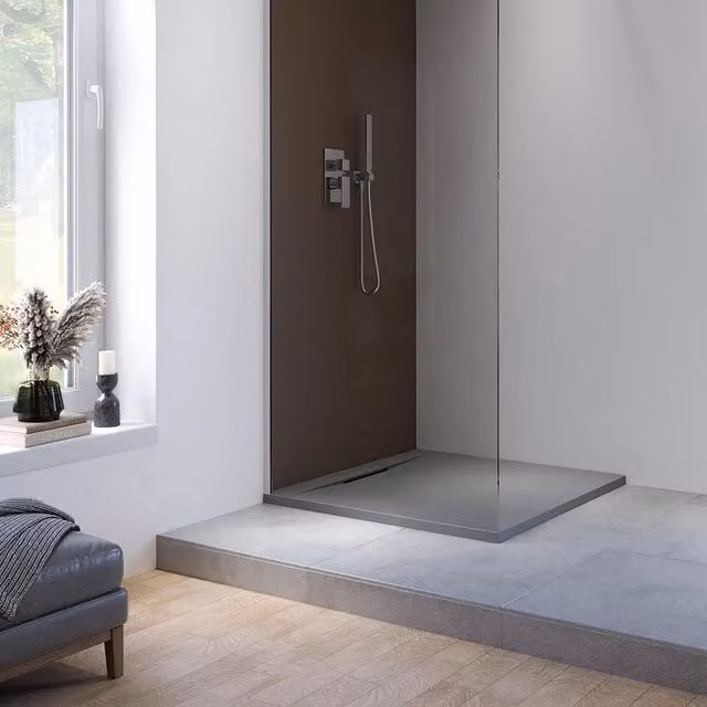 Piatto doccia 90x90 cm in marmoresina grigio effetto pietra | Paros