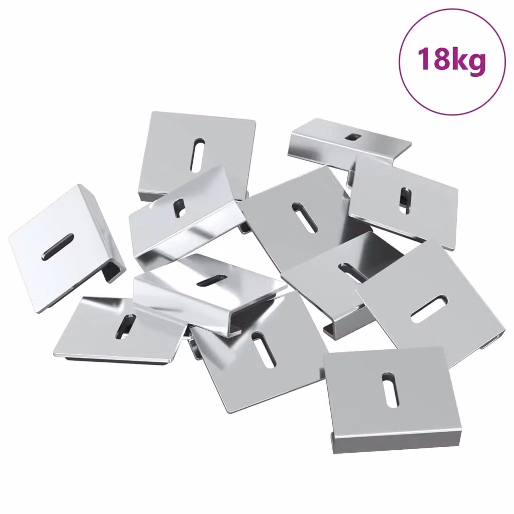 vidaXL Supporto per Specchio in Acciaio Nichelato Argento con Viti L: 3,5 cm, P: 3 cm, H: 0,83 cm – 2