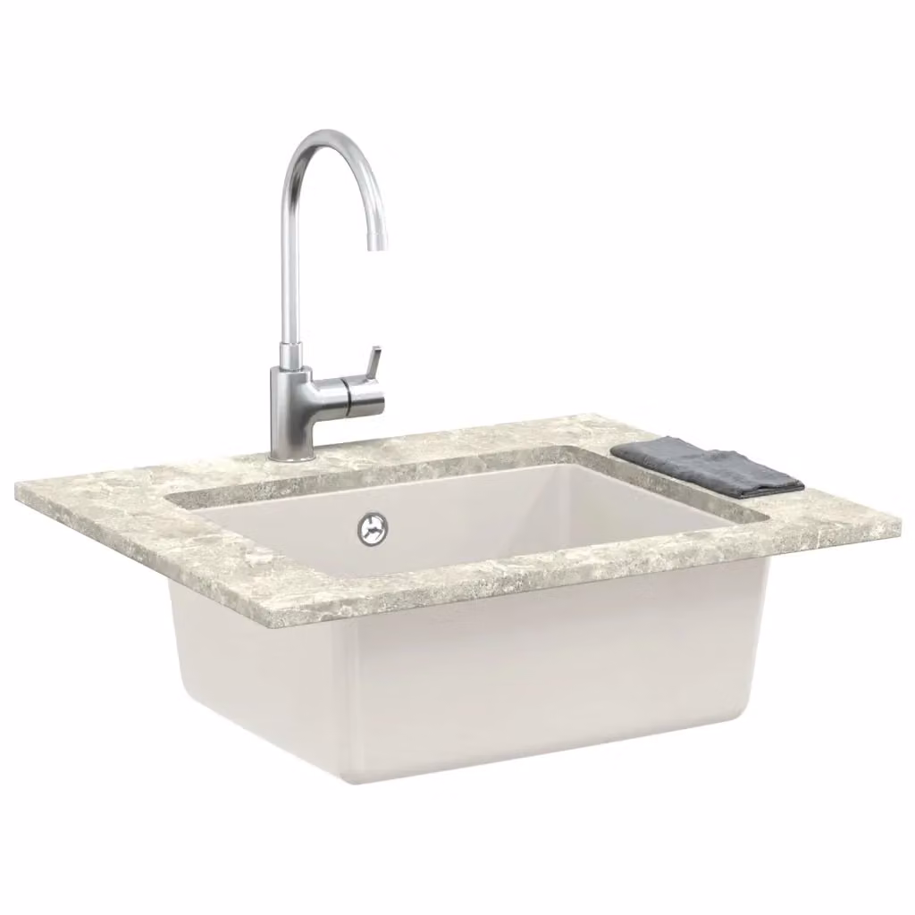 Lavello vidaXL in quarzo e resina bianco L: 53 cm, P: 46 cm – 2