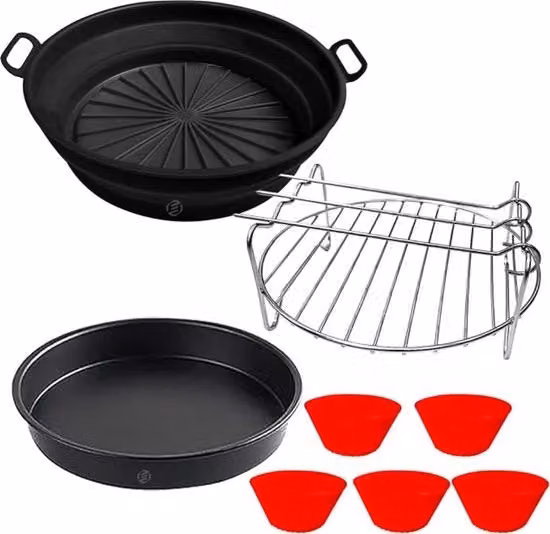 Molath Set di stampi per muffin in silicone nero con rivestimento antiaderente per friggitrice ad aria