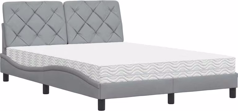 Letto con Materasso Grigio Chiaro 120x200cm Tessuto