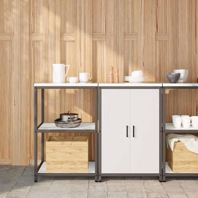 Set di Stoccaggio per Cucina con lo scaffale 2 pz-Armadietto Cucina-Armadietto Cucina Bianco 316043