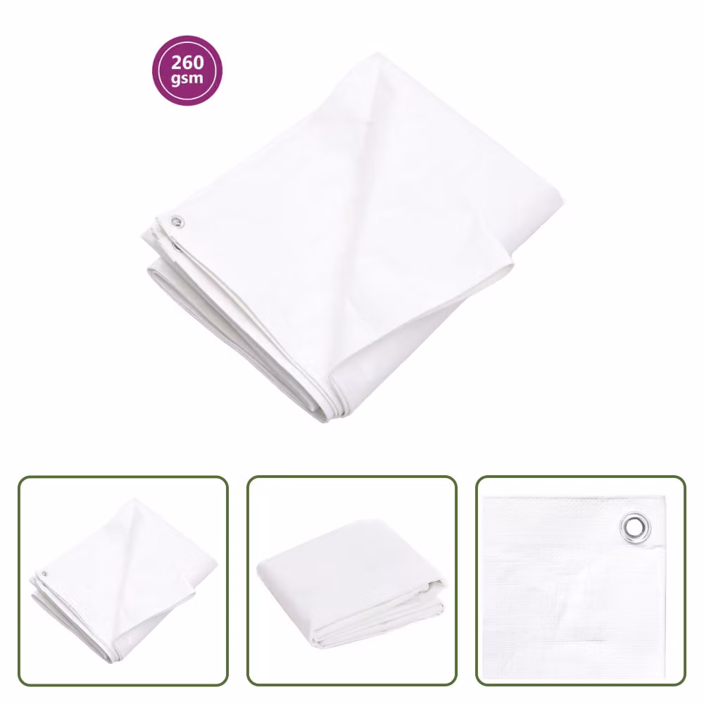 The Living Store Telone 260 g/m² 6x6 m Bianco HDPE