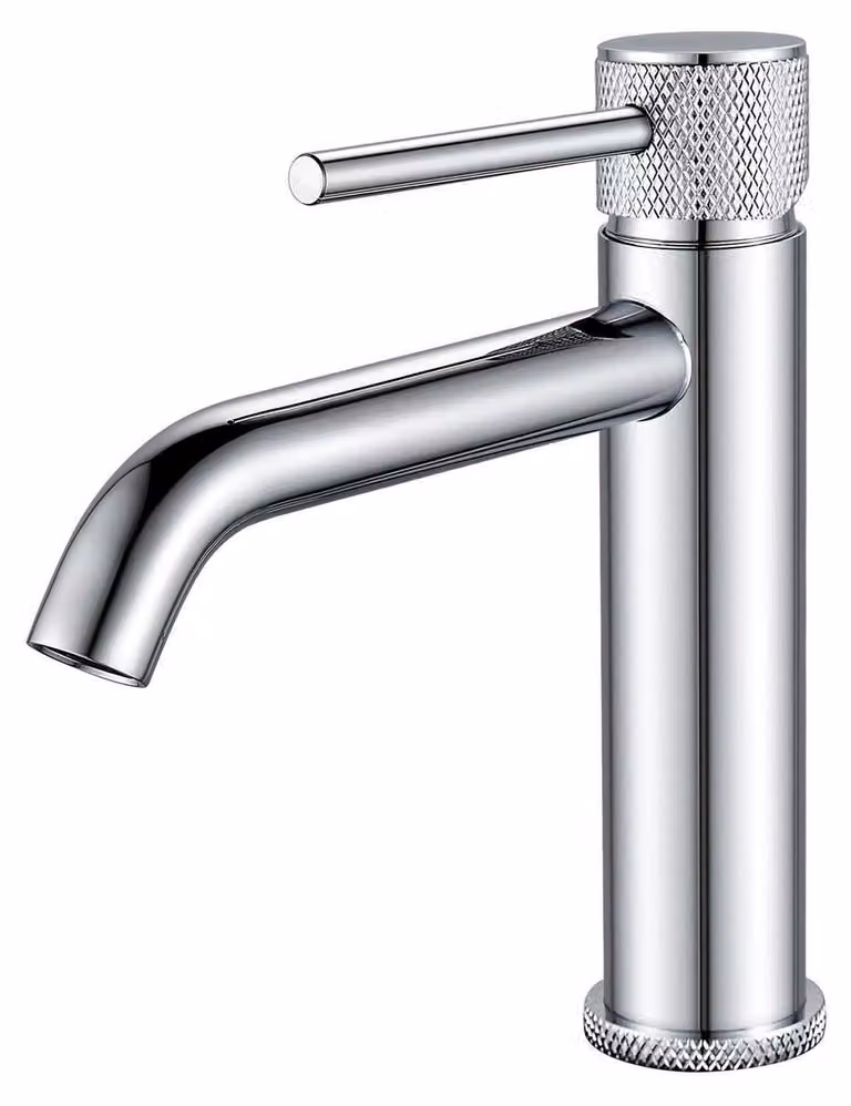 Miscelatore monocomando per lavabo, finitura cromata, con bocchetta corta, altezza 105 mm