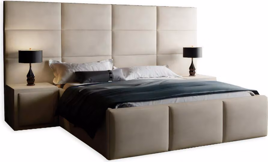 Schlafzimmer Doppelbett Bett 180сm Matratze Beige moderner Stil Holz