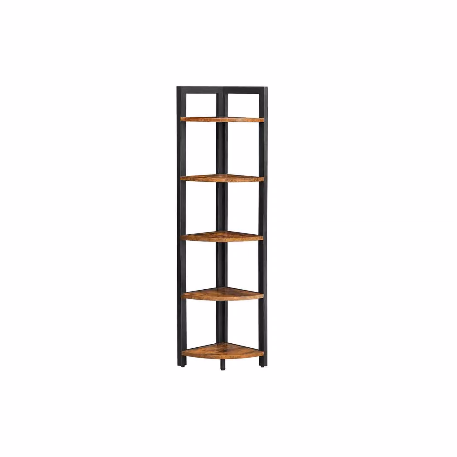 Scaffale Mensola Angolare Multiuso per Salotto Camera da Letto Studio, Marrone Rustico + Nero