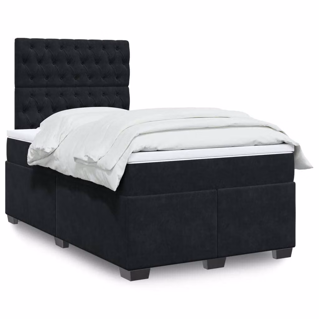 Maison Exclusive - Giroletto a Molle con Materasso Nero 120x200 cm in Velluto