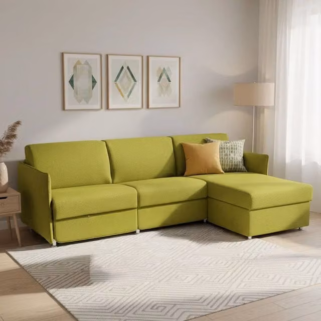 Divano Letto Sumirago DMORA con Penisola Sfoderabile Made in Italy, L/P: 260 x 160 cm, Verde