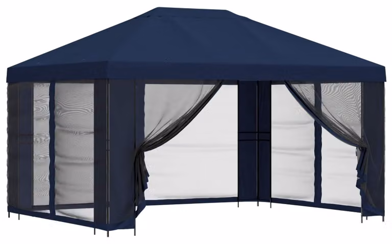Gazebo da giardino con pareti laterali 4 × 3 m Blu