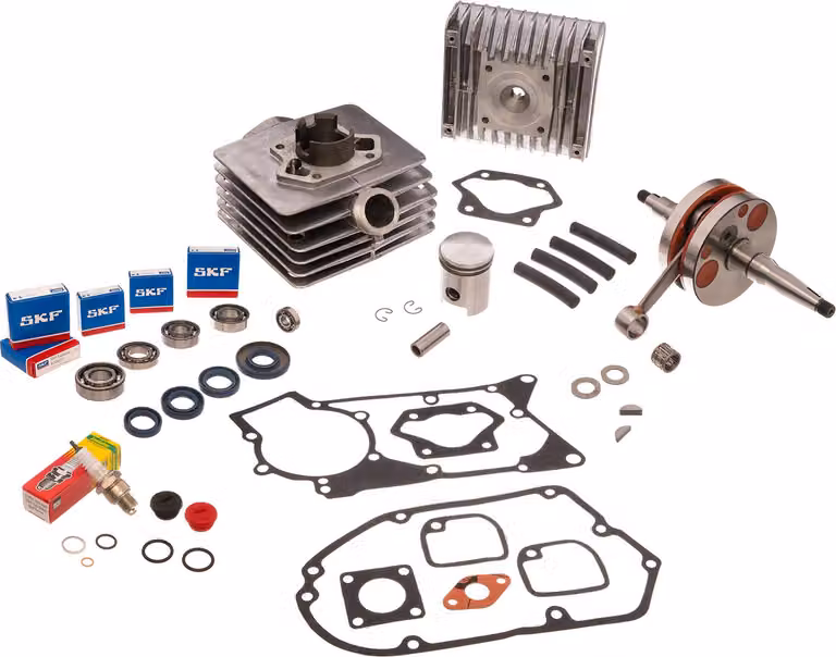 Set: cilindro a 4 canali Cpl. 50cm³ + guarnizioni + albero a gomito sportivo - per Simson S51, SR50