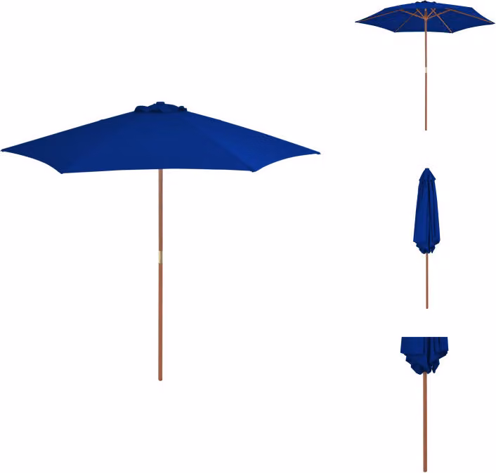 vidaXL Ombrellone con palo in legno blu 270 cm -  Ombrelloni e protezioni solari