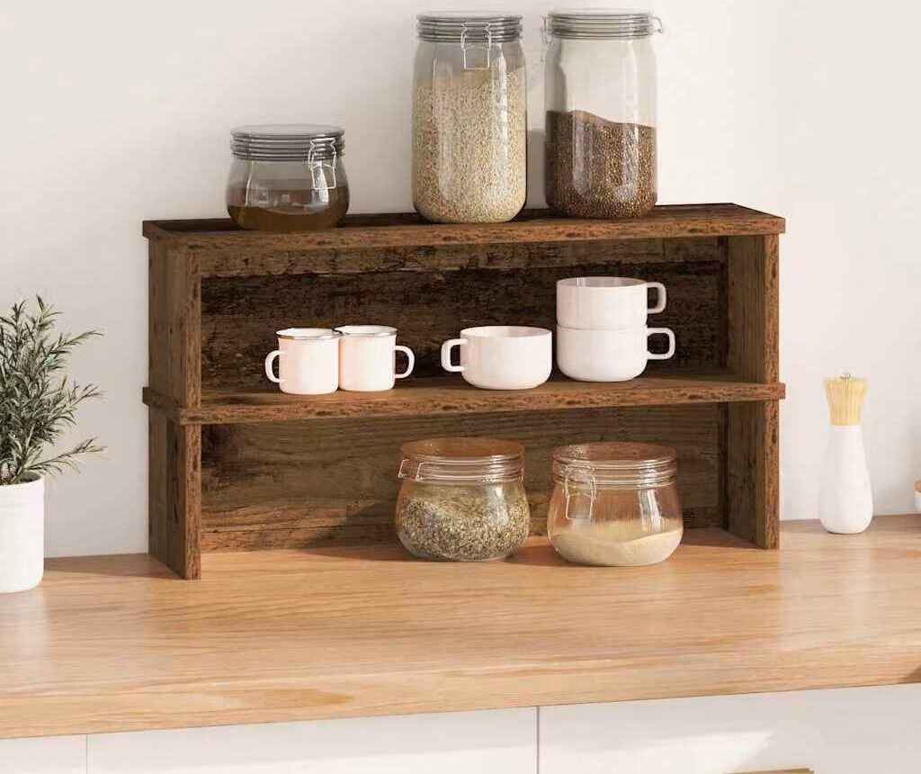 Scaffali da Cucina Impilabili 2 pz Legno Vecchio 60x15x16 cm