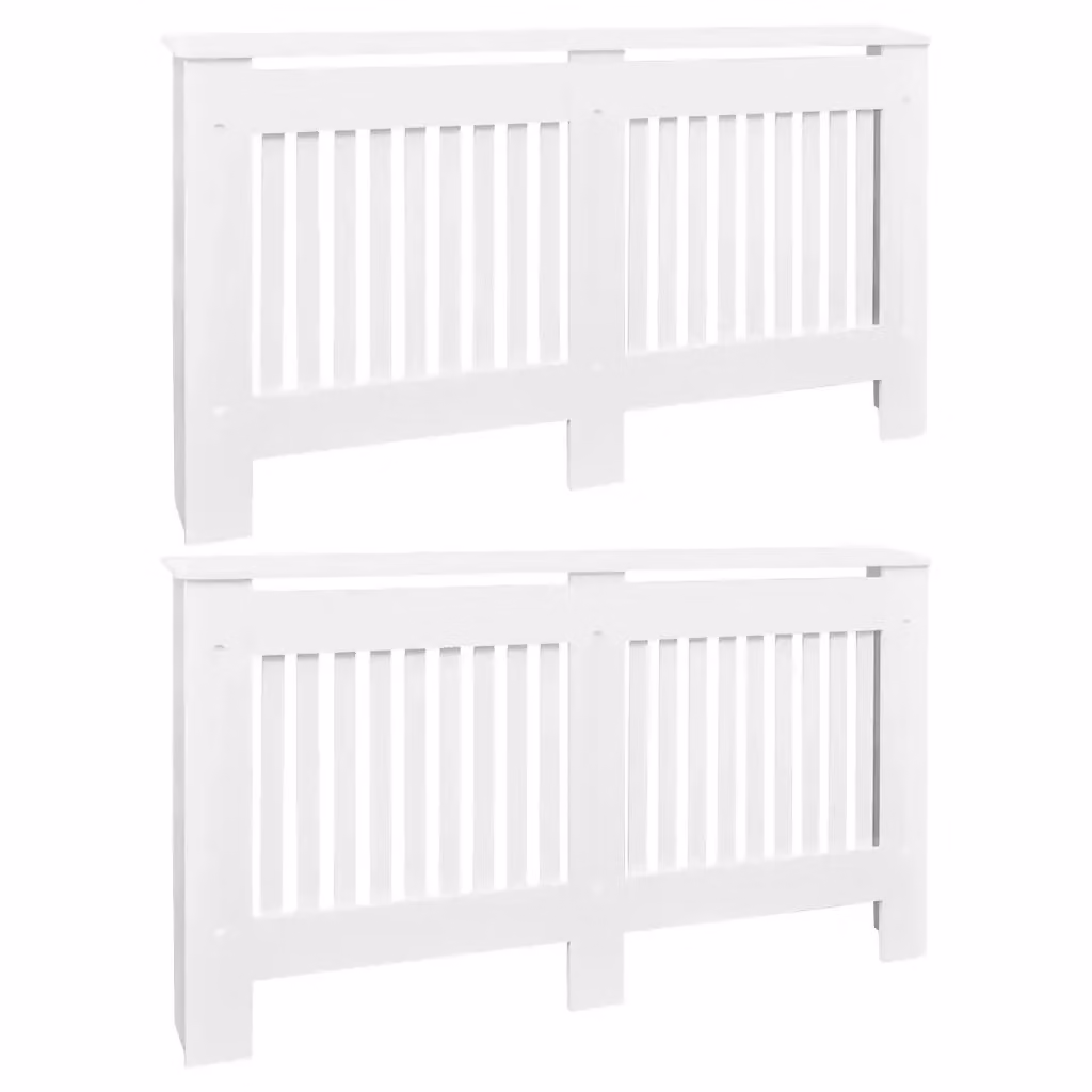 Set di 2 copritermosifoni vidaXL in MDF bianco moderno, Altezza: 152 cm – 3