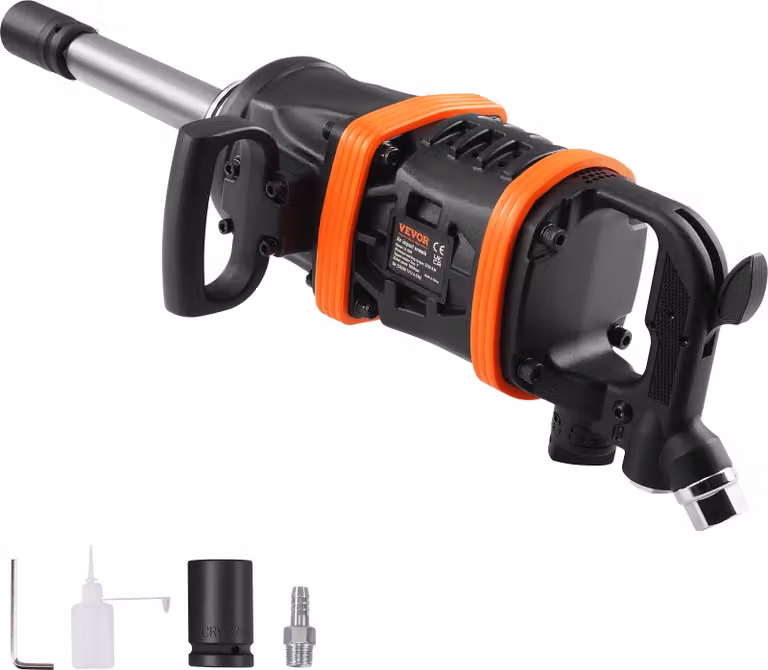 Avvitatore pneumatico VEVOR Coppia di serraggio max. Coppia di allentamento 7016Nm, quadro 2,54cm (1 pollice) - Pressione massima di esercizio Pressione di esercizio 13,8 bar Avvitatore pneumatico a bassa vibrazione e bassa rumorosità per il serraggio e l