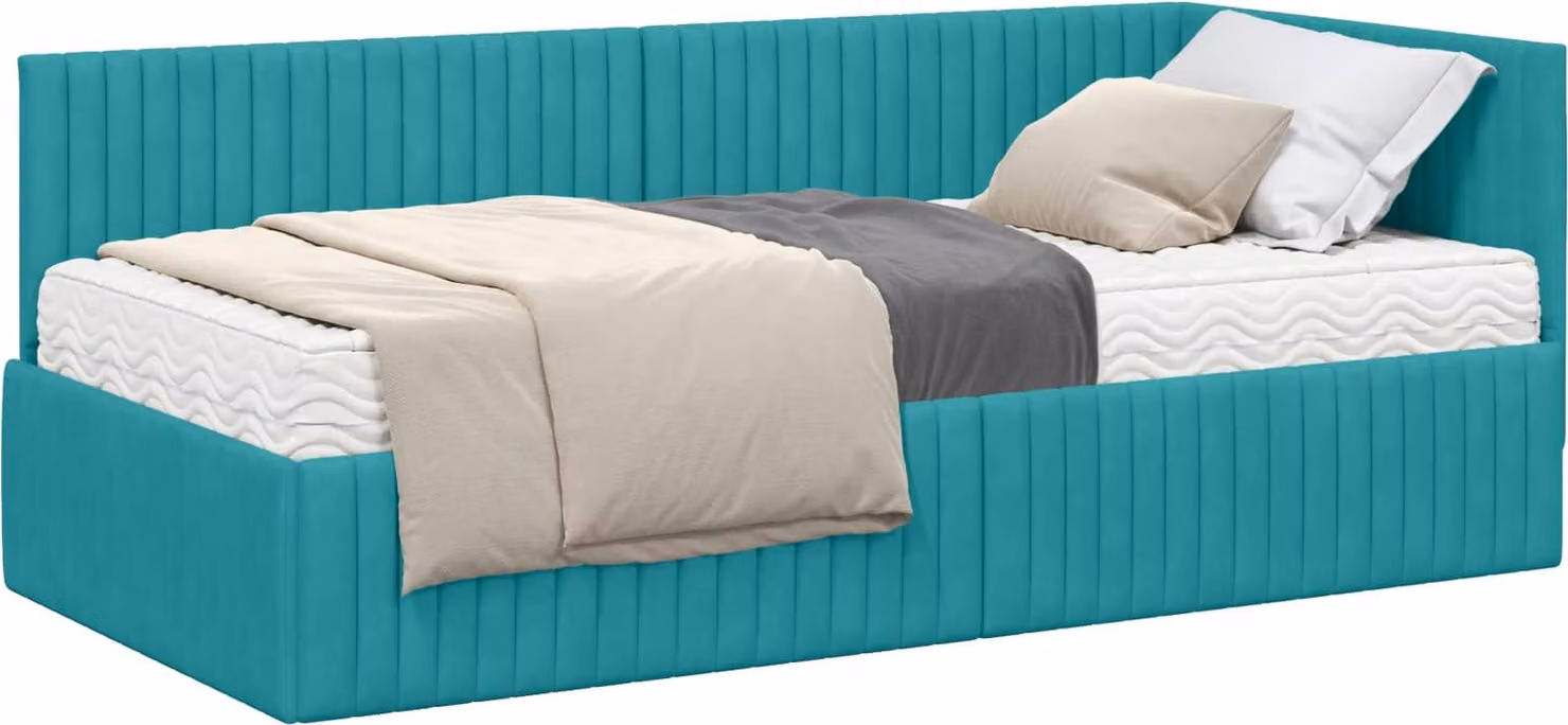 Struttura Letto Angolare con Materasso 2 pcs Turchese Velluto