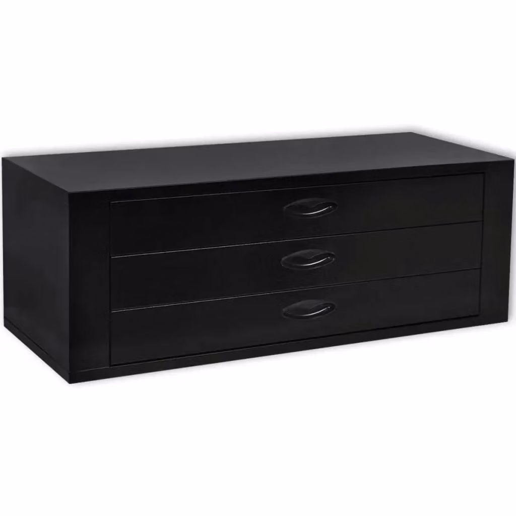 Cassettiera portautensili in metallo nero con 3 cassetti per officina, Altezza: 85 cm – 2
