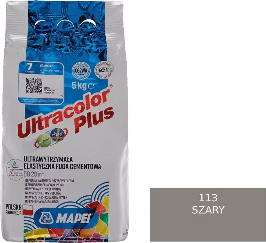 Stucco per fughe Flexfuge MAPEI Ultracolor Plus 5 kg universale, 113 grigio cemento