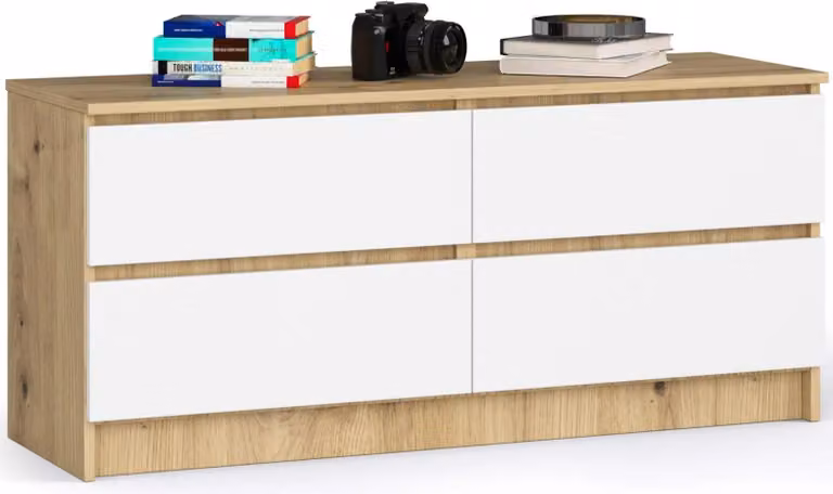 Kommod K120 4 cassetti rovere Artisan bianco design moderno contenitore