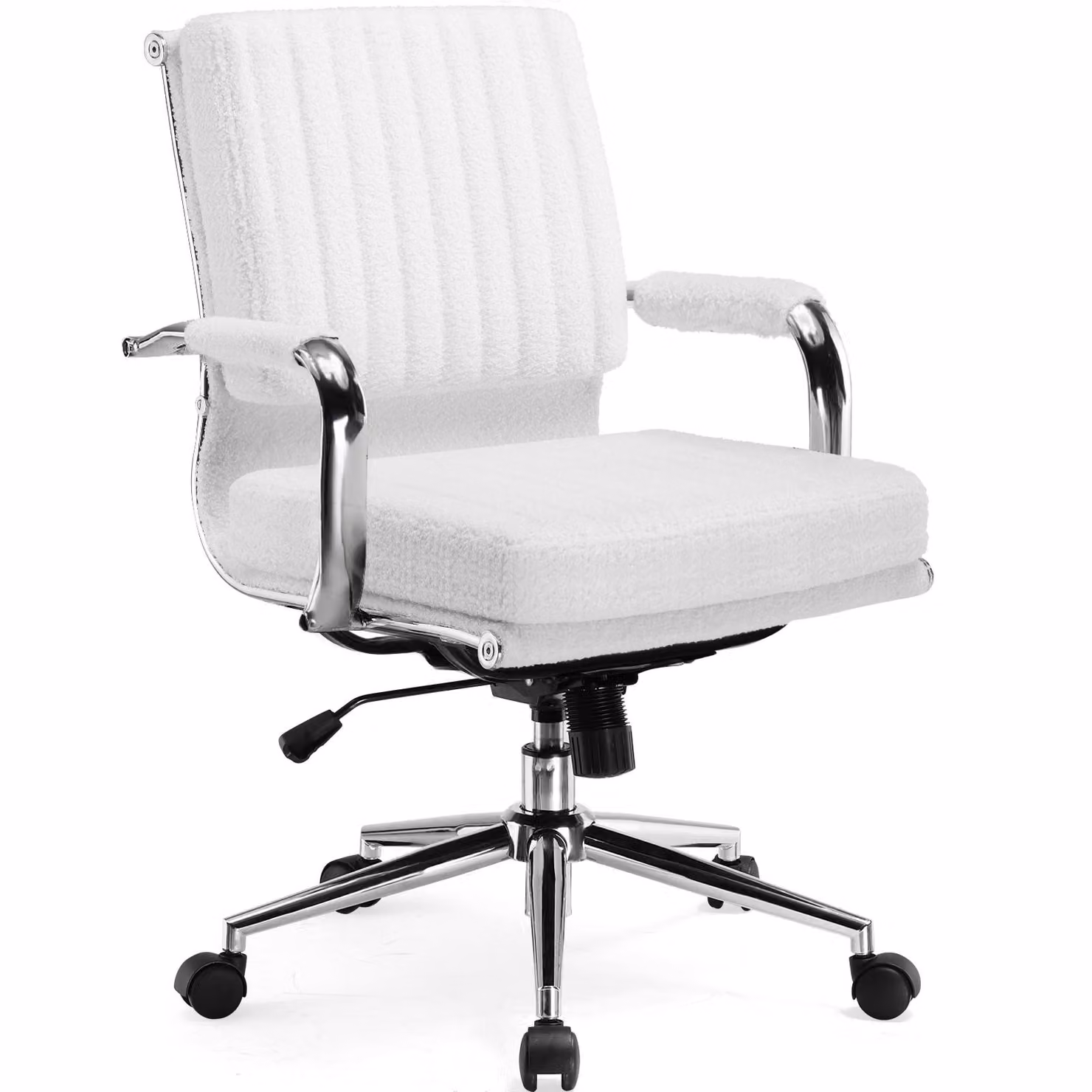 COMHOMA Sedia da ufficio, sedia da scrivania ergonomica sedia da tavolo sedia executive, sedia girevole con braccioli, sedia da ufficio regolabile in altezza bianco-teddy