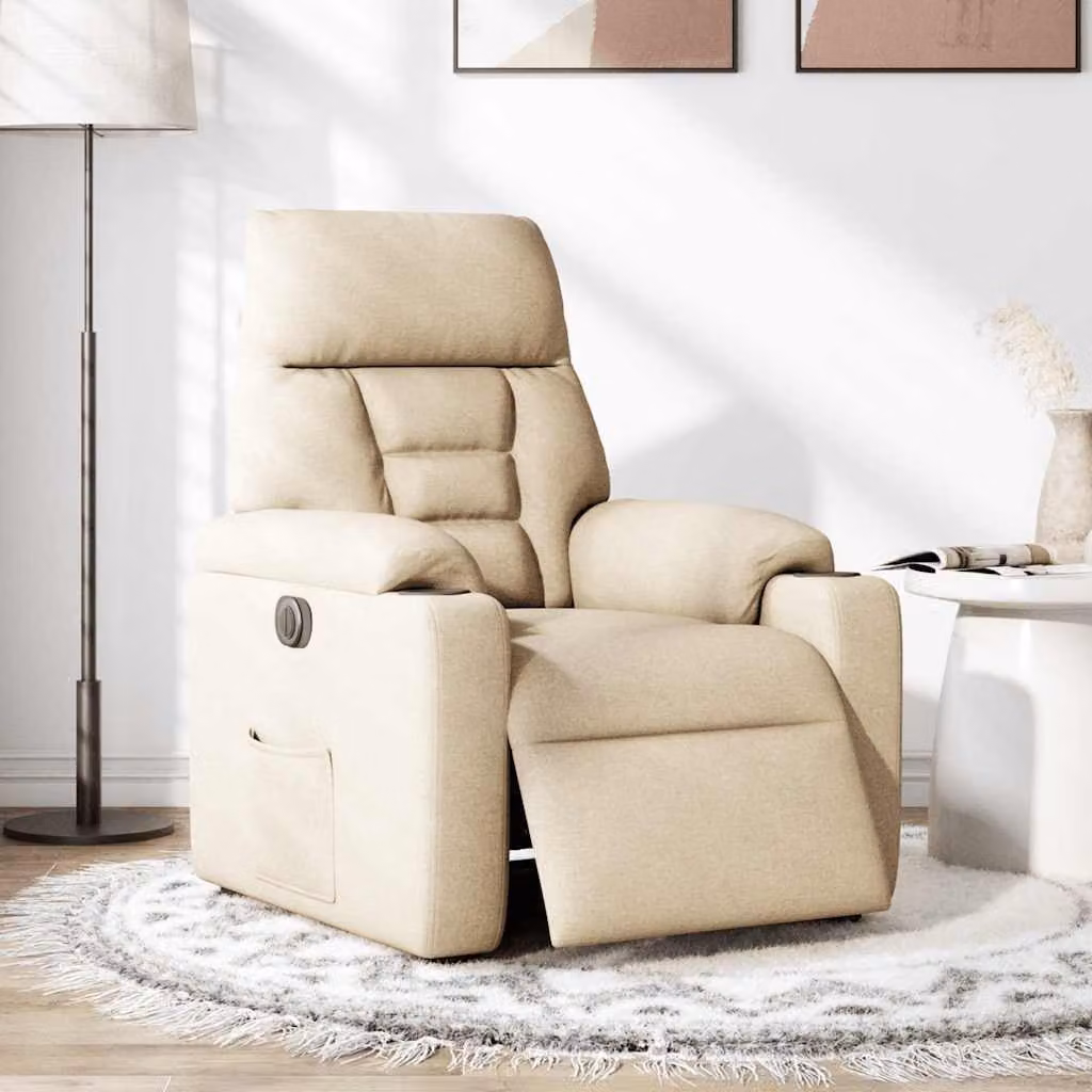 Poltrona Elettrica Reclinabile Crema in Tessuto