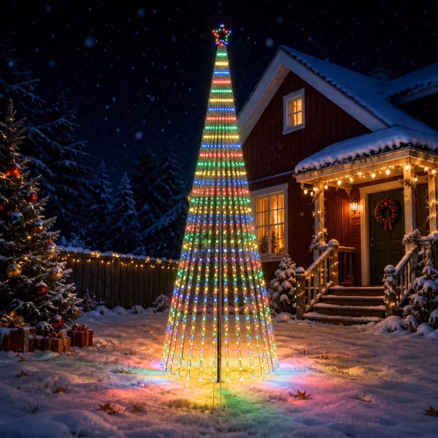 vidaXL Albero di Natale LED 400 cm 1028 LED Multicolore Acciaio Nero