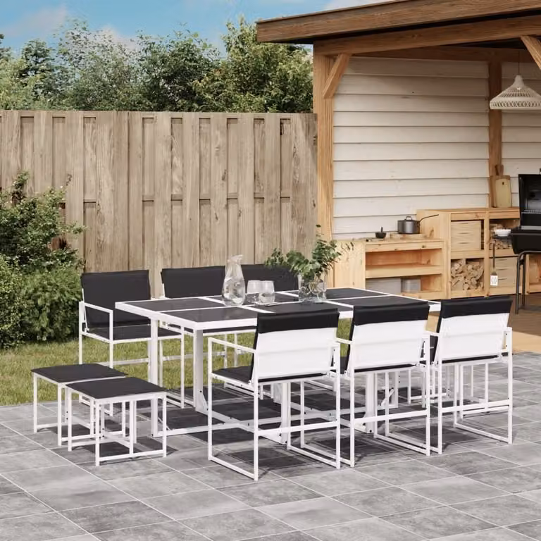 Maison Exclusive - Set da pranzo da giardino da 11 pezzi con cuscini in Textilene bianco
