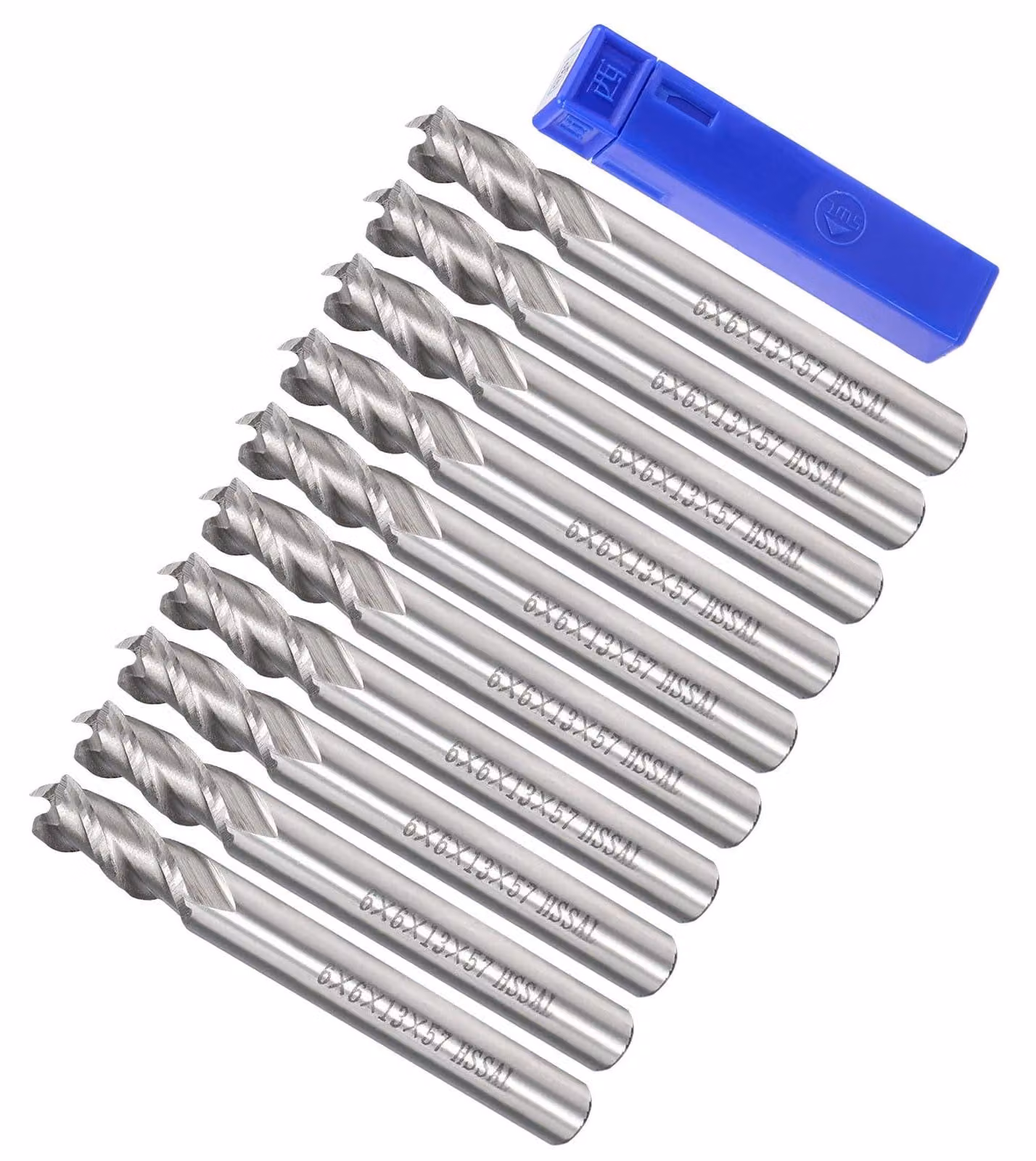 Frese a spirale con 3 taglienti, diametro 6 mm, lunghezza 13 mm, frese per taglio rapido con custodia - confezione da 10 pezzi