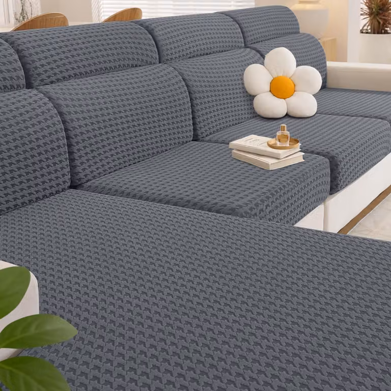 Coperture elastiche universali per cuscini di seduta del divano, colore grigio chiaro