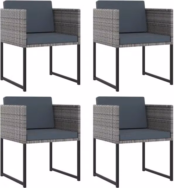 Set Pranzo da Giardino 9 pz con Cuscini in Polyrattan Grigio 313100