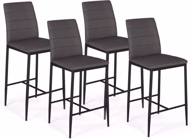 Set di 4 sgabelli da bar imbottiti IDMarket ROMANE in PVC grigio con design contemporaneo
