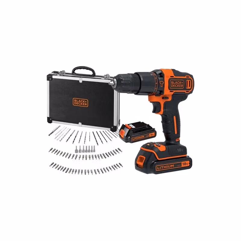 Trapano avvitatore a percussione Black+Decker 18V BDCHD18BAFC nero con 2 batterie da 1,5Ah e 80 accessori – 2