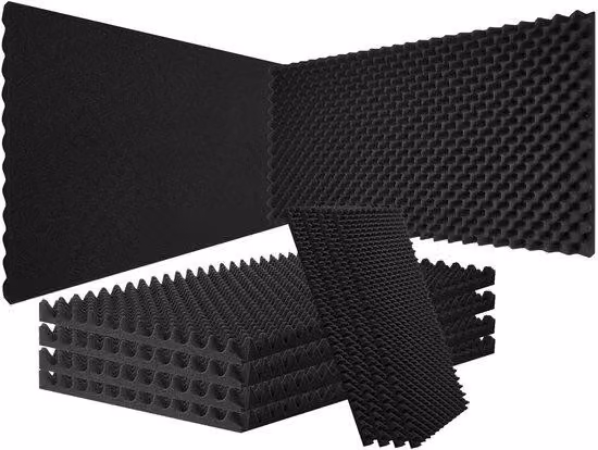 Pannelli fonoassorbenti, confezione da 2, dimensioni 48 x 24 x 2 pollici, forma a uovo, ignifughi, adatti per pareti e soffitti di studi di registrazione, colore nero