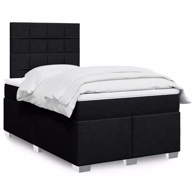 Letto Ibrido vidaXL con Giroletto a Molle e Materasso Nero e Bianco in Tessuto L 120 x P 200 cm