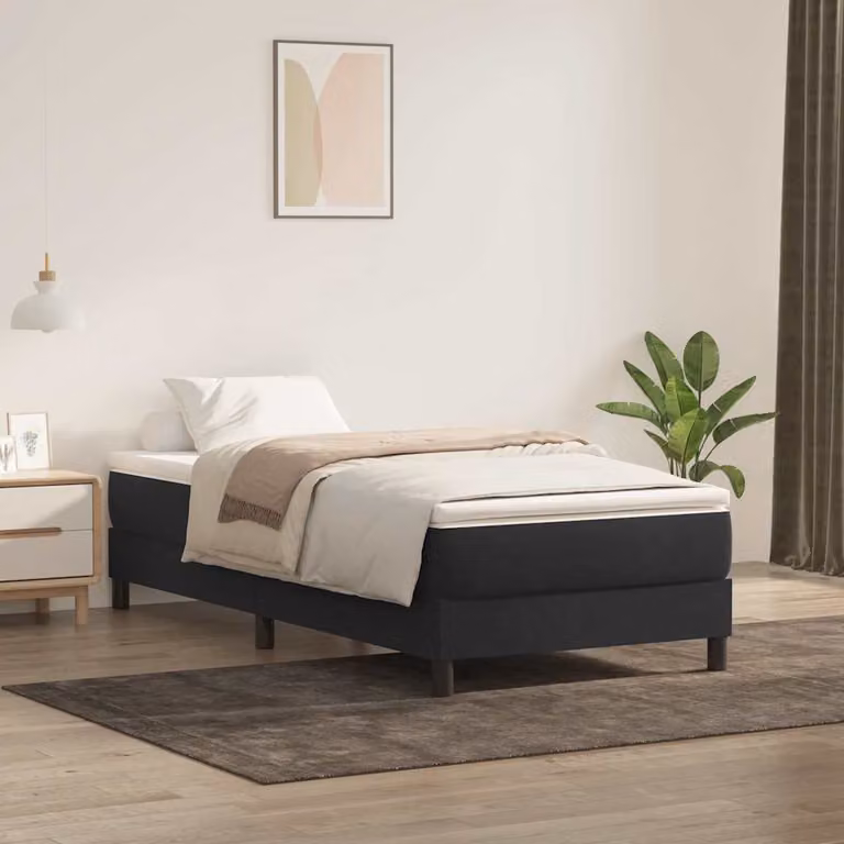 Letto a molle vidaXL in velluto nero senza materasso L: 80 cm, P: 220 cm
