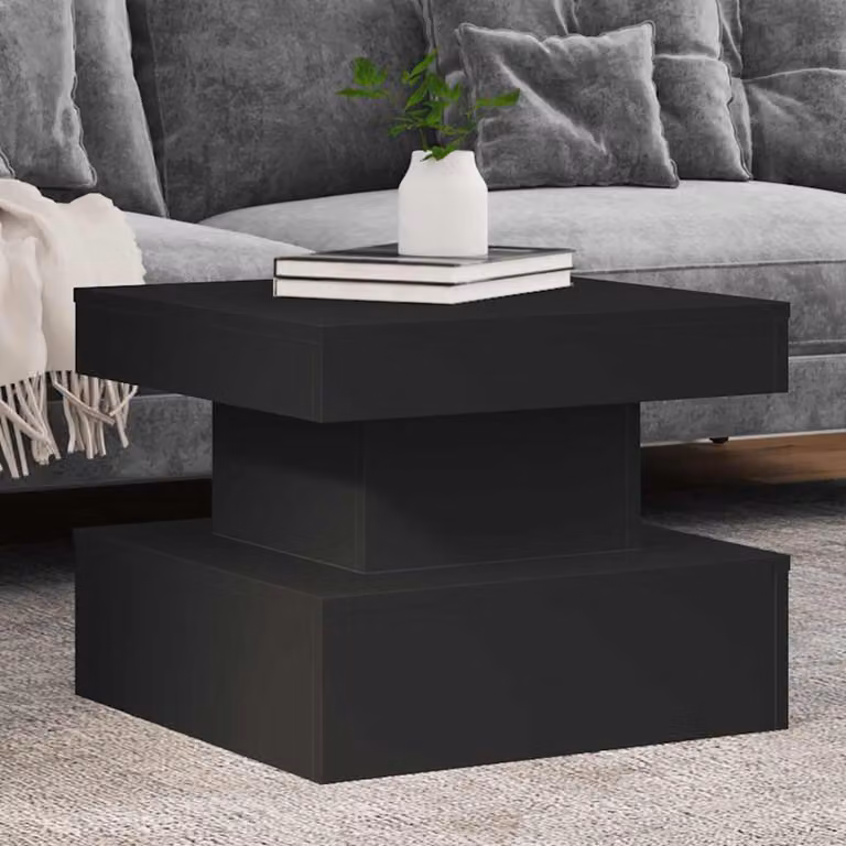 vidaXL Tavolino da Salotto Moderno Nero con Luci LED L/P/H: 50 x 50 x 40 cm