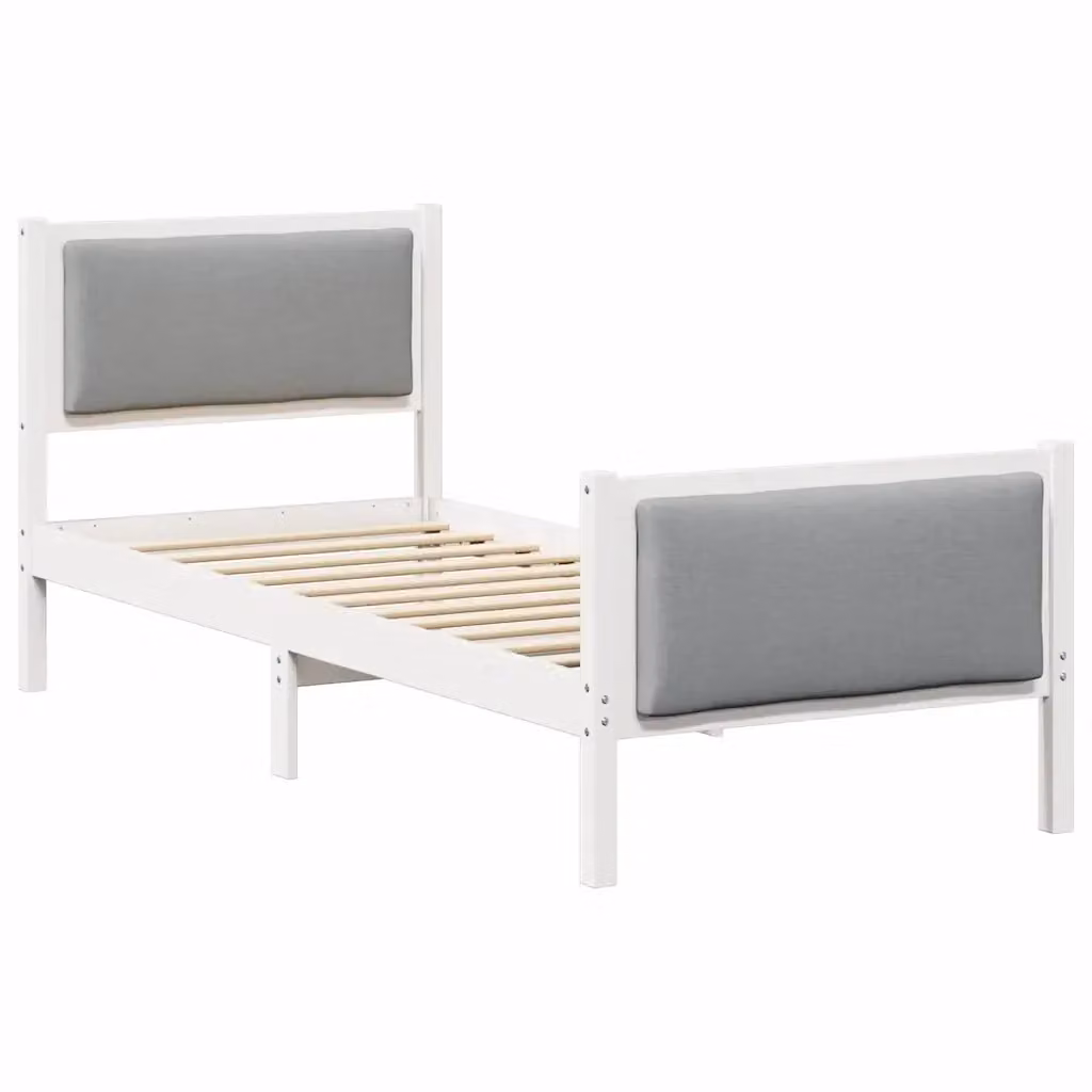 Struttura letto imbottita vidaXL in legno di pino e tessuto grigio, L/P/H: 80 x 200 cm – 2