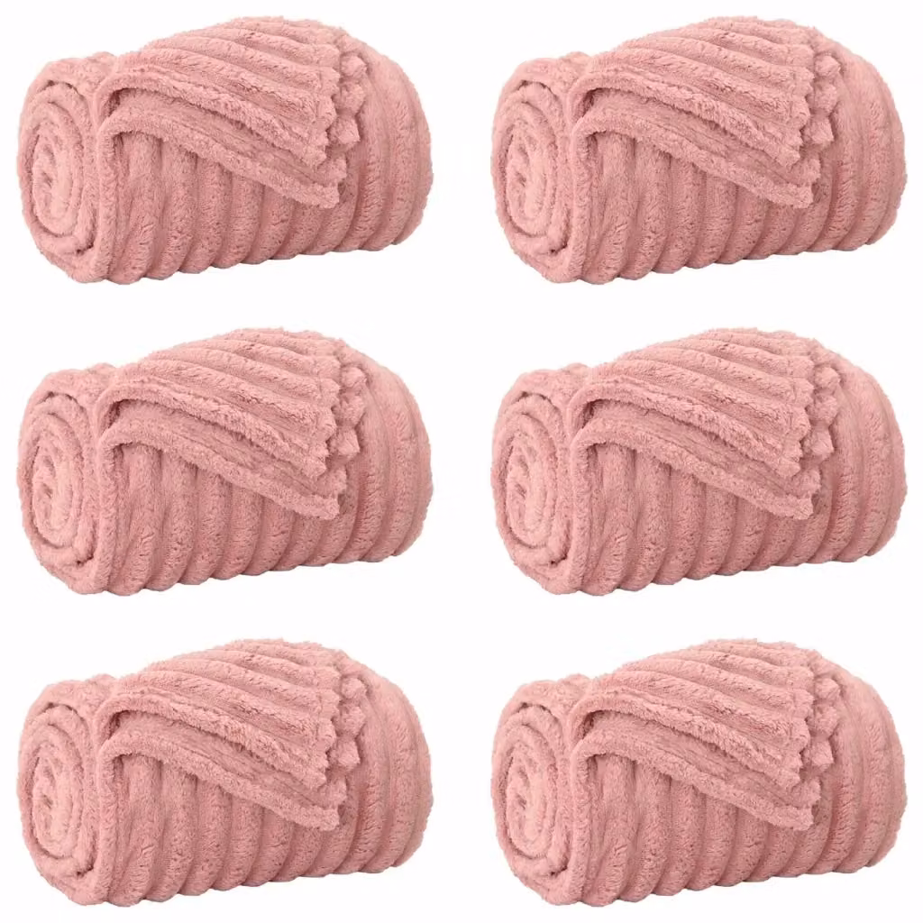 Set di 6 coperte in pile vidaXL rosa, morbide e lavabili, L 240 cm x P 220 cm – 2