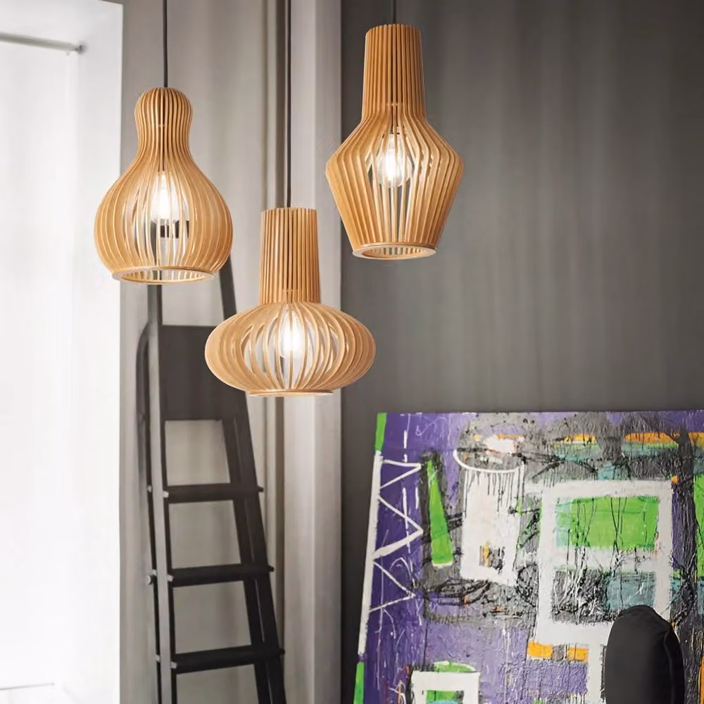 Lampada a sospensione Industrial-Minimal Citrus-2 IDEAL LUX in legno marrone e nero con 1 luce E27 – 2