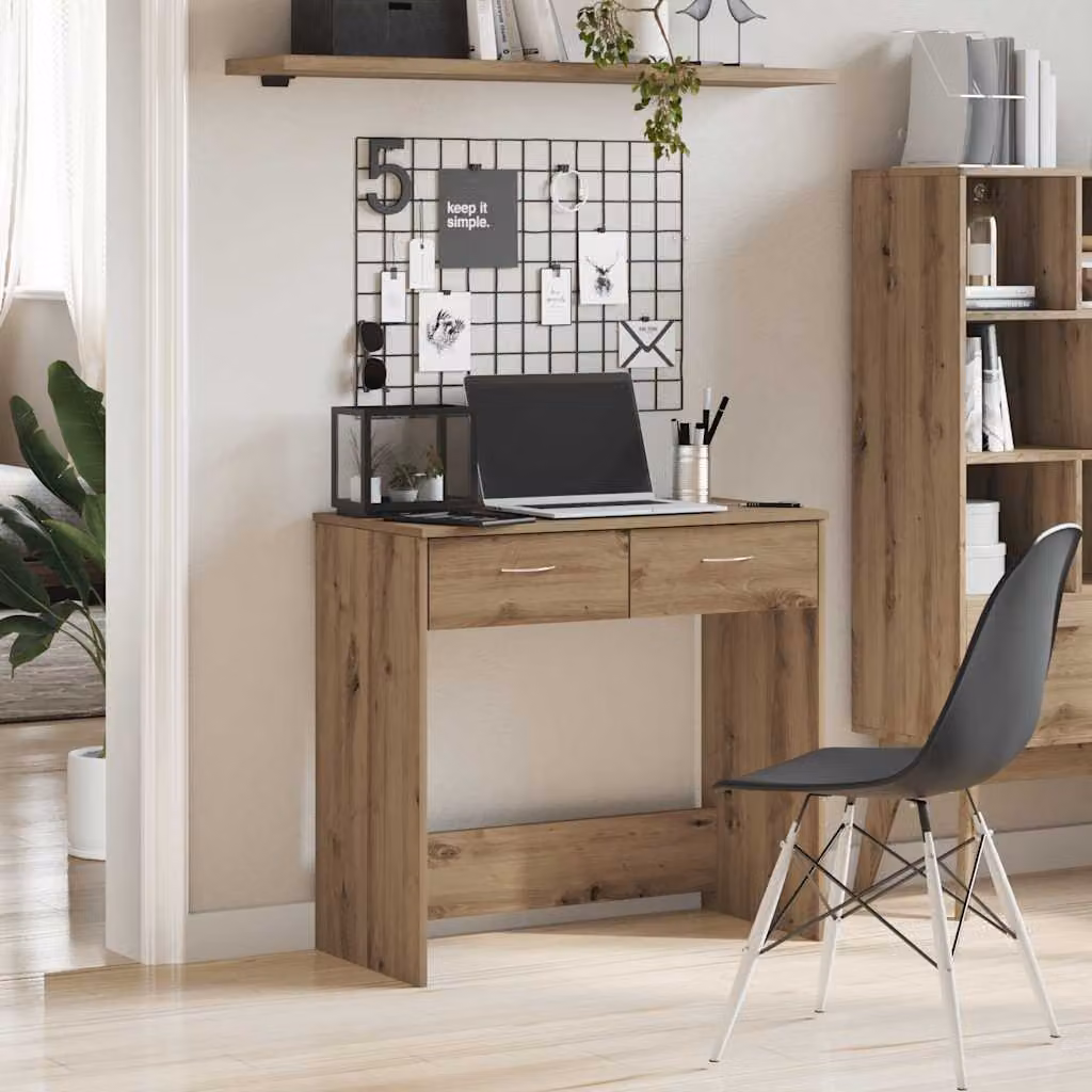Scrivania moderna vidaXL in legno rovere marrone L: 80 cm, P: 40 cm, H: 75 cm