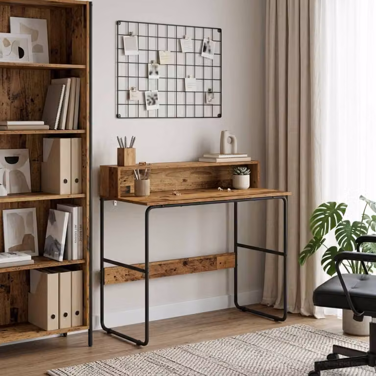 Scrivania con spazio di archiviazione vidaXL in stile industriale, colore marrone