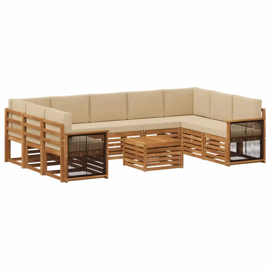 Set di divani da esterno vidaXL in legno di acacia con cuscini beige e tavolino da giardino moderno – 2