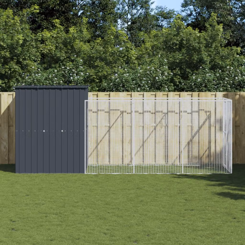 Casetta per cani vidaXL in acciaio zincato antracite L/P/H: 455 x 165 x 181 cm