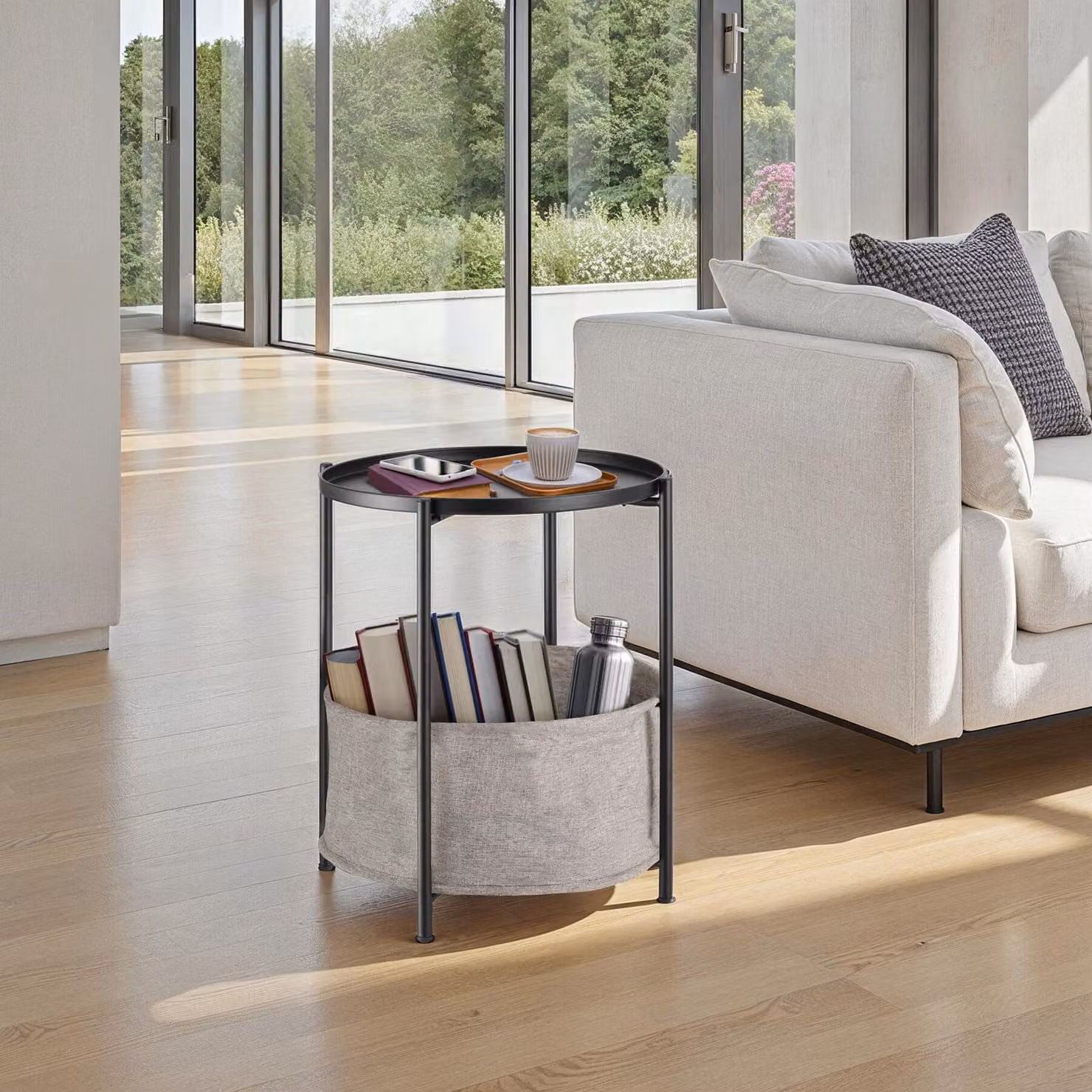 Tavolino rotondo Canterbury tectake nero con finitura opaca L/P/H: 45,5 x 45,5 x 53 cm – 1