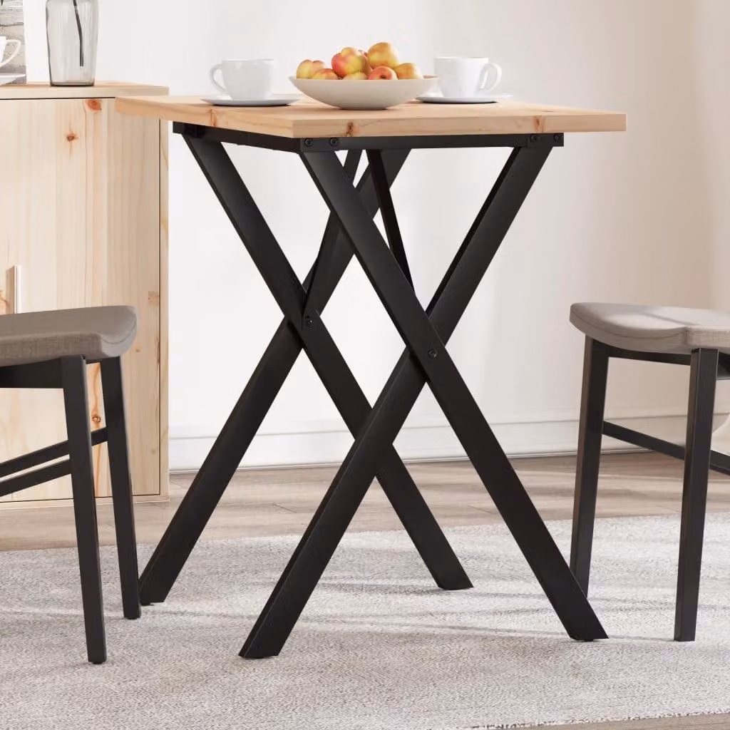 vidaXL Tavolo da Pranzo Rettangolare in Legno di Pino e Acciaio con Telaio a X, Marrone, L 80 cm x P 50 cm x H 75,5 cm