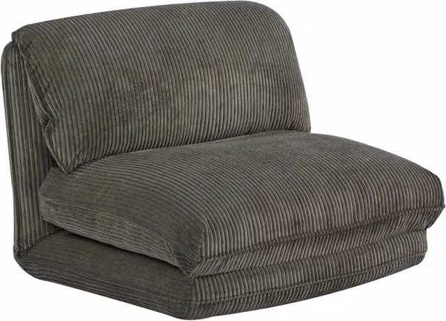 Poltrona letto convertibile Sweeek in velluto a coste con struttura in metallo, verde kaki