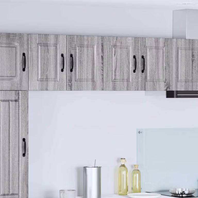 Set di 2 armadietti da muro vidaXL PORTO per cucina, colore grigio, in MDF con ante a battente e ripiani interni, L/P/H: 60 x 31 x 40 cm