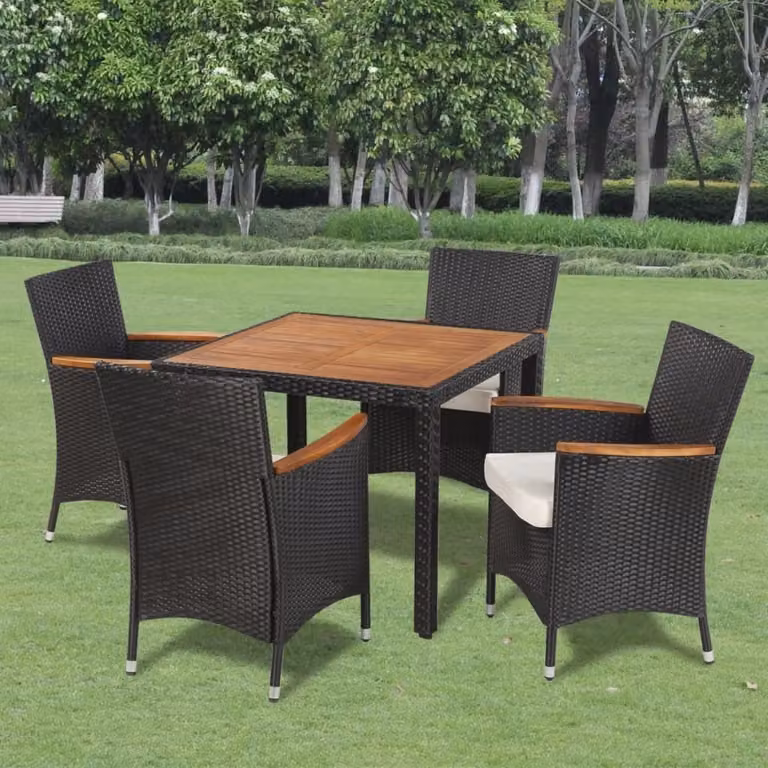 Maison Exclusive - Set da giardino da 5 pezzi con cuscini, in rattan sintetico nero