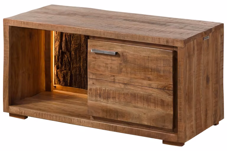 MASSIVMOEBEL24 | Comò in legno di Acacia 88x40x45 Laccato naturale BARK #124